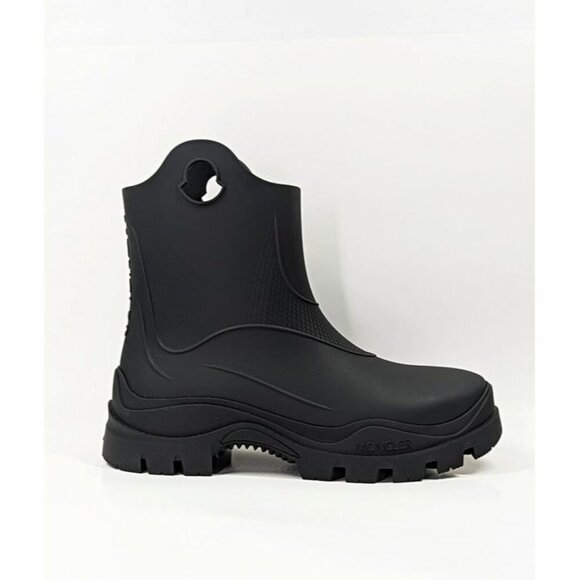 Moncler Women's Misty Black Round Toe Embossed Logo Rain Boots Size 41 MSRP $555 - Picture 5 of 12